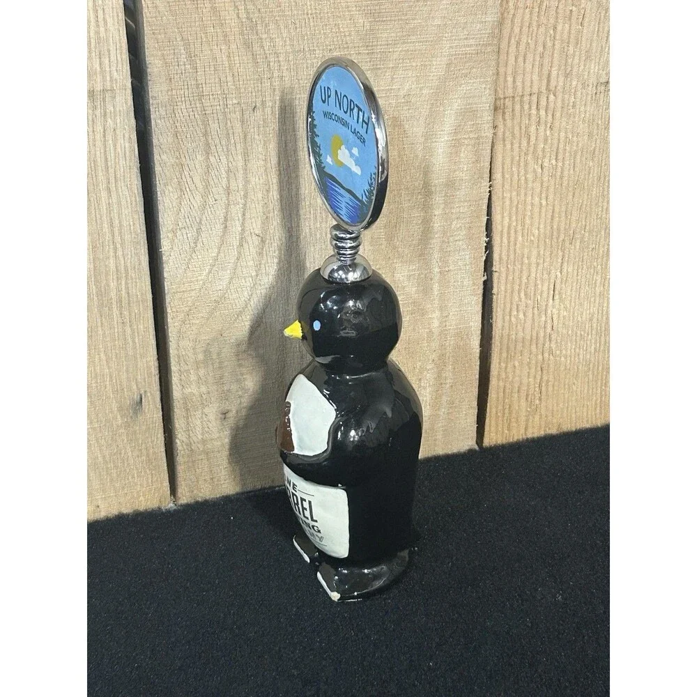One Barrel Brewing Beer Tap Handle Ceramic Penguin Up North Wisconsin Lager B18